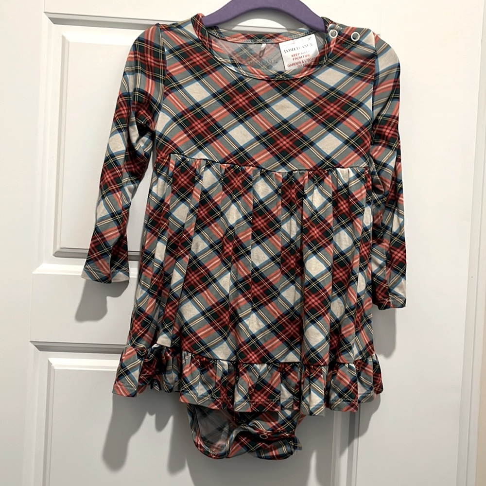 Posh Peanut Holiday Twirl Dress w matching dog bandana 2T dress OS bandana EUC